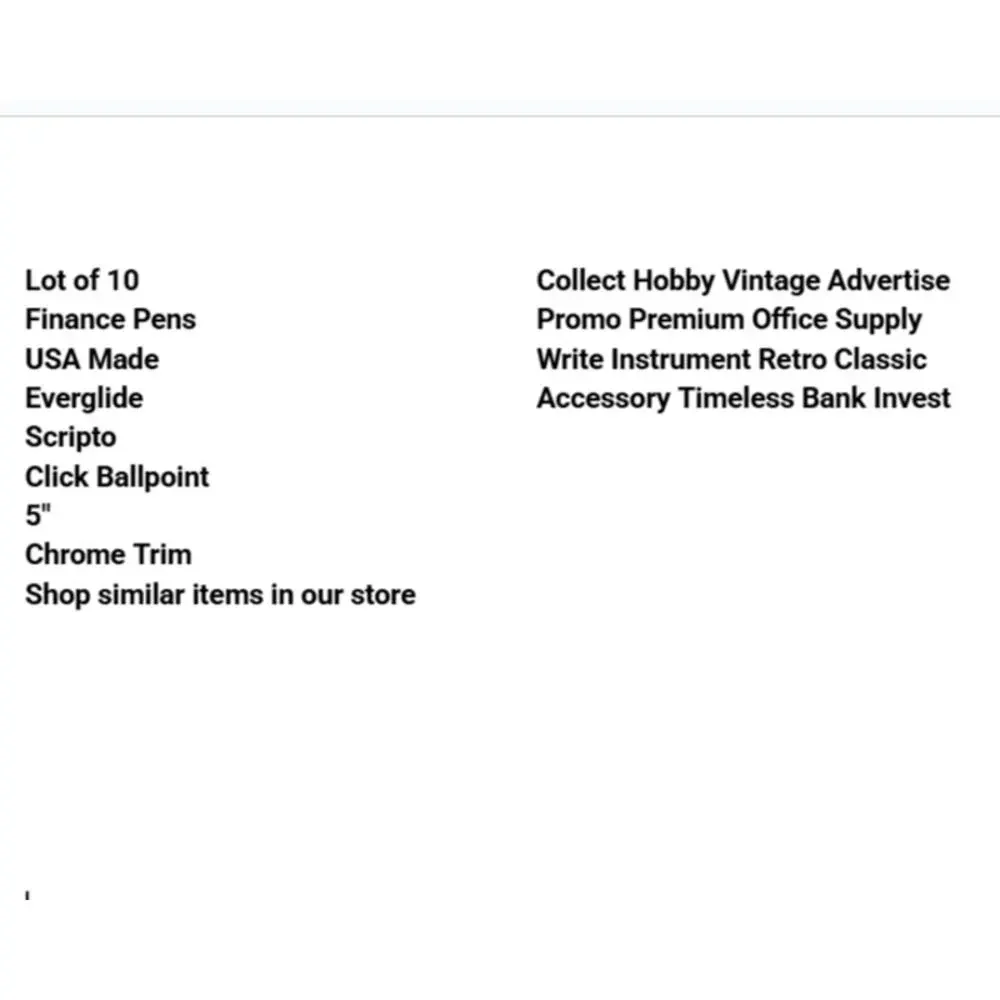 Vtg Lot 10 Finance Pen USA Everglide Scripto Click Ballpoint Advertising Collect